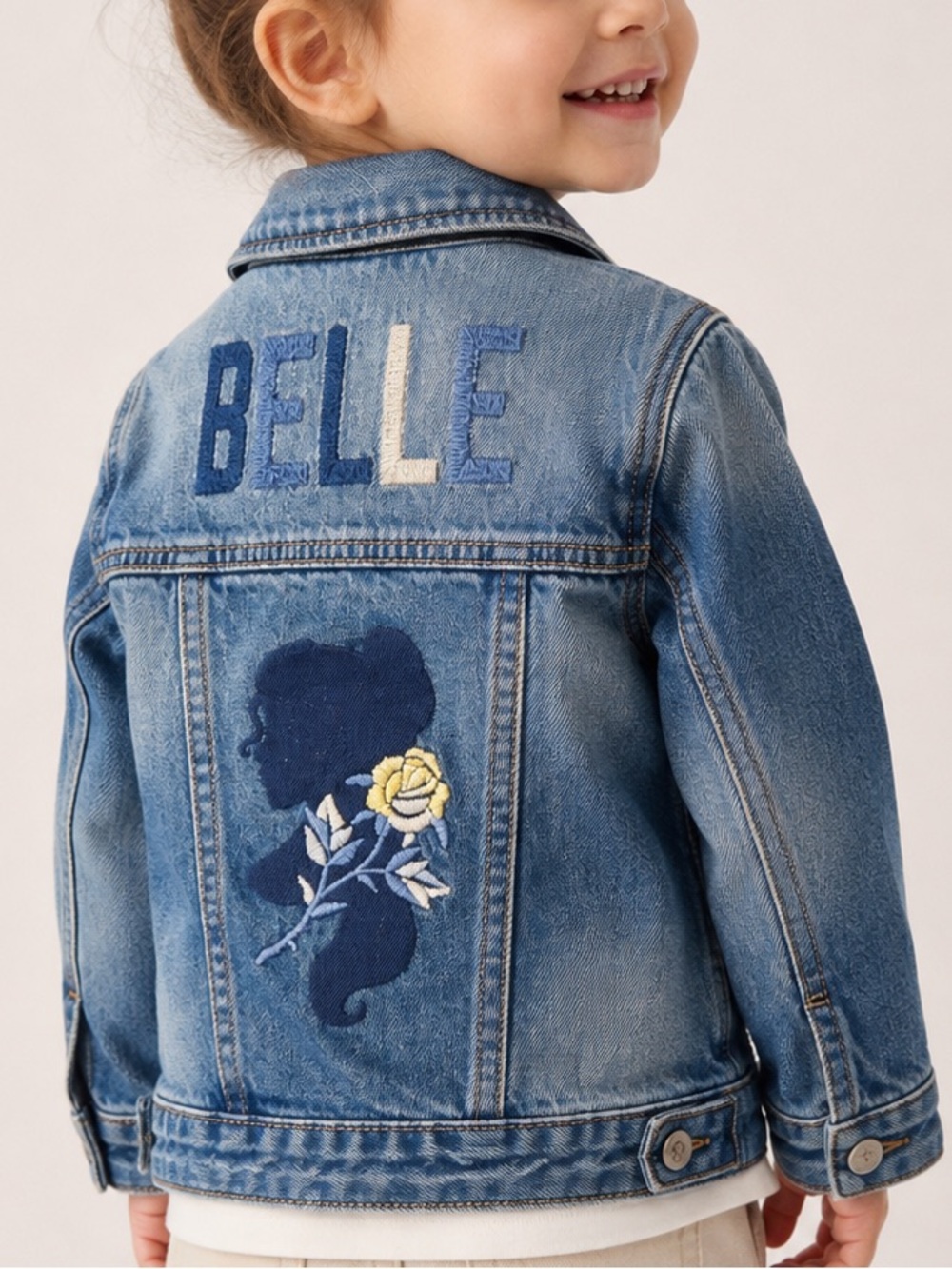 Disney Belle Embroidered Denim Jacket Toddler Girl Size 3 Years